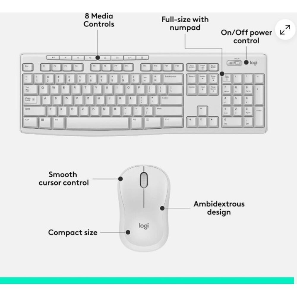 Logitech MK270 Wireless Keyboard and Mouse Combo for Windows, 2.4 GHz Wireless